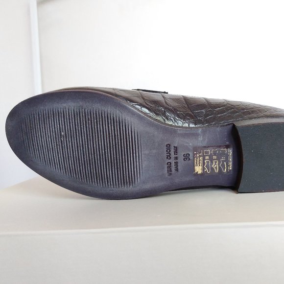 Lazzari black, faux snake skin leather loafers size 36 - Picture 9 of 15